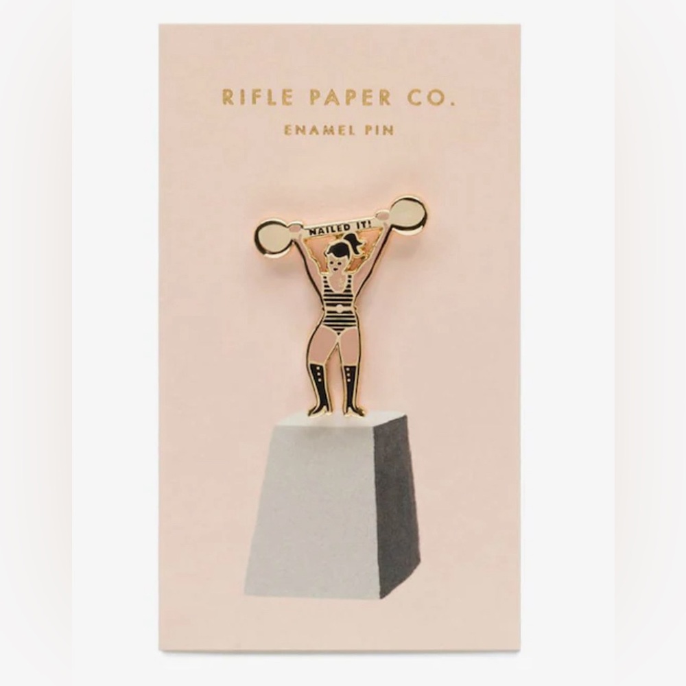 Rifle Paper Co. Female Weightlifter Enamel Pin “Nailed It”